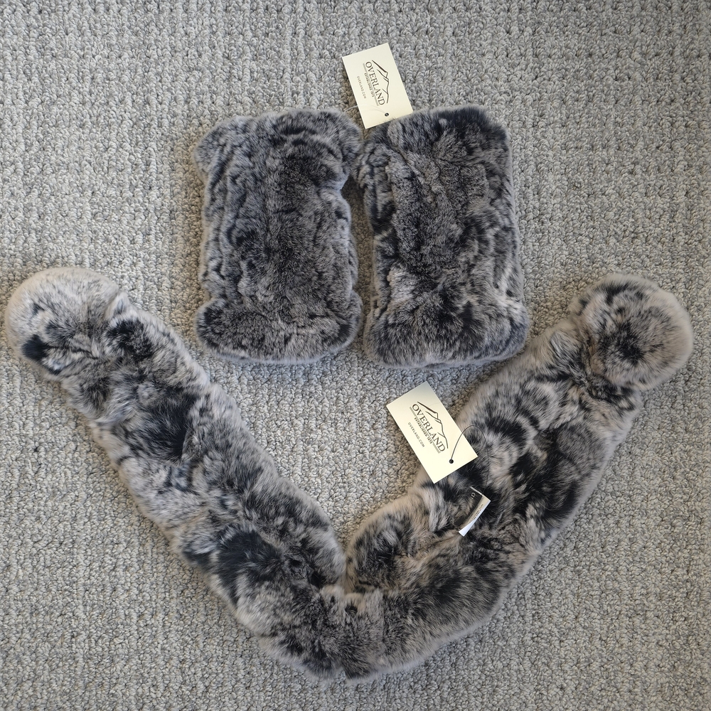 Overland Rex Rabbit Fur Gloves & Scarf Set